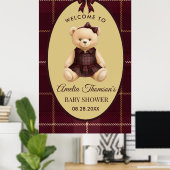Chic Preppy Teddy Bear Baby Shower  Poster (Heimbüro)
