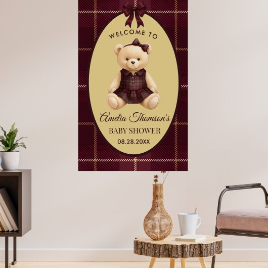 Chic Preppy Teddy Bear Baby Shower  Poster (Wohnzimmer 3)