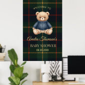 Chic Preppy Teddy Bear Baby Shower  Poster (Heimbüro)