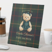 Chic Preppy Teddy Bear Baby Shower Sockelschild (In Situ)