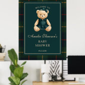 Chic Preppy Teddy Bear Baby Shower Welcome  Poster (Heimbüro)