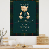 Chic Preppy Teddy Bear Baby Shower Welcome  Poster (Küche)