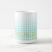 Chic Preppy Turuqoise Gingham Muster Monogramm Tasse (Mittel)