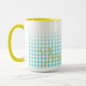 Chic Preppy Turuqoise Gingham Muster Monogramm Tasse (Links)