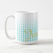 Chic Preppy Turuqoise Gingham Muster Monogramm Tasse (Links)