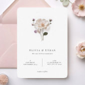 Chic Pressed Blume Rounded Corner Style Wedding Einladung