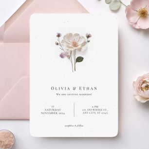 Chic Pressed Blume Rounded Corner Style Wedding Einladung