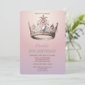 Chic Princess Crown Glitzer Geburtstag Einladung (Stehend Vorderseite)