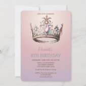 Chic Princess Crown Glitzer Geburtstag Einladung (Vorderseite)