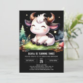 Chic Printable Cow Birthday Einladung (Stehend Vorderseite)