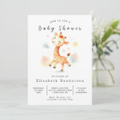 Chic Printable Giraffe Baby Dusche Einladung (Stehend Vorderseite)