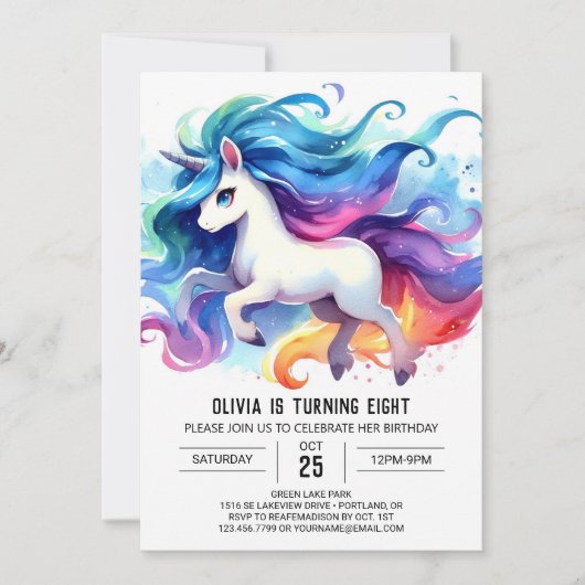 Chic Printable Horse Birthday Einladung (Vorderseite)