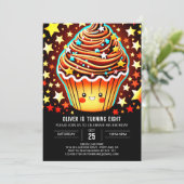 Chic Printable Muffin Birthday Einladung (Stehend Vorderseite)