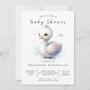 Chic Printable Swan Baby Dusche Einladung