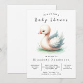 Chic Printable Swan Baby Dusche Einladung (Vorne/Hinten)