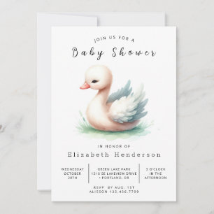Chic Printable Swan Baby Dusche Einladung