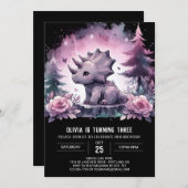 Chic Printable Triceratops Geburtstag Einladung (Vorne/Hinten)