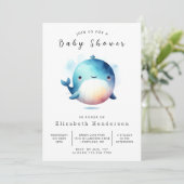 Chic Printable Whale Baby Dusche Einladung (Stehend Vorderseite)