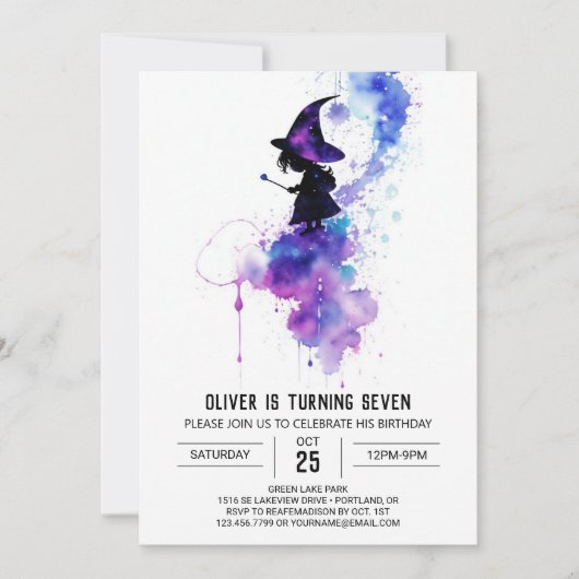 Chic Printable Wizardry Birthday Einladung (Vorderseite)