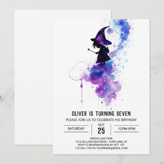 Chic Printable Wizardry Birthday Einladung (Vorne/Hinten)