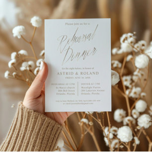 Chic Probe Dinner Imitats Gold Foil Calligrafy Einladung