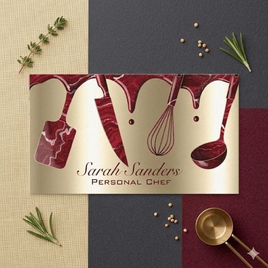 Chic Professional Personal Chef Catering Gold   Visitenkarte
