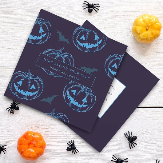 Chic Pumpkin Bat Halloween Karte