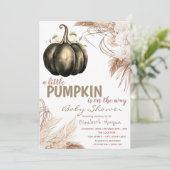 Chic Pumpkin Blume Pampas Grass Einladung (Stehend Vorderseite)