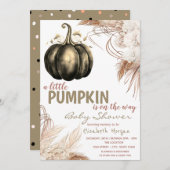 Chic Pumpkin Blume Pampas Grass Einladung (Vorne/Hinten)