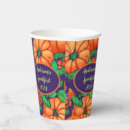 Chic Pumpkin Custom Halloween Paper Cups Pappbecher (Rechts)