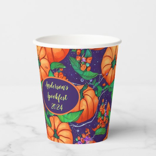 Chic Pumpkin Custom Halloween Paper Cups Pappbecher (Vorderseite)