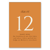 Chic Pumpkin Orange Event Table Zent Sign Tischnummer (Rückseite)