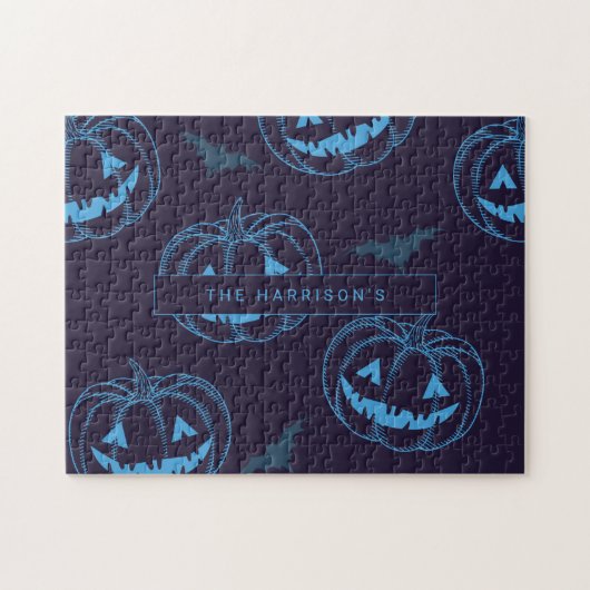 Chic Pumpkins Bats Halloween Name Puzzle (Horizontal)