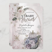 Chic Pumpkins Boho Blume Babydusche Einladung (Vorne/Hinten)