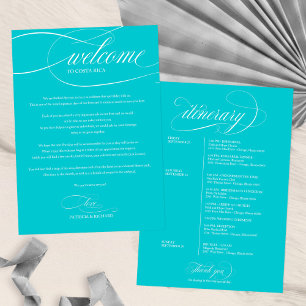 Chic Purist Blue Wedding Weekend Begrüßungsreise Einladung