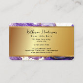 Chic Purple Agate gold glitter marble Professional Visitenkarte (Rückseite)