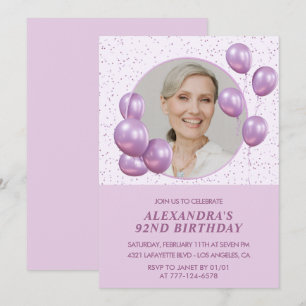 Chic Purple Balloons Foto 92. Geburtstagseinladung Einladung
