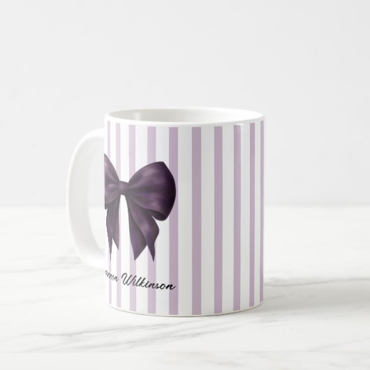 Chic Purple Bow Feminine Name Mug Kaffeetasse (Vorderseite Links)