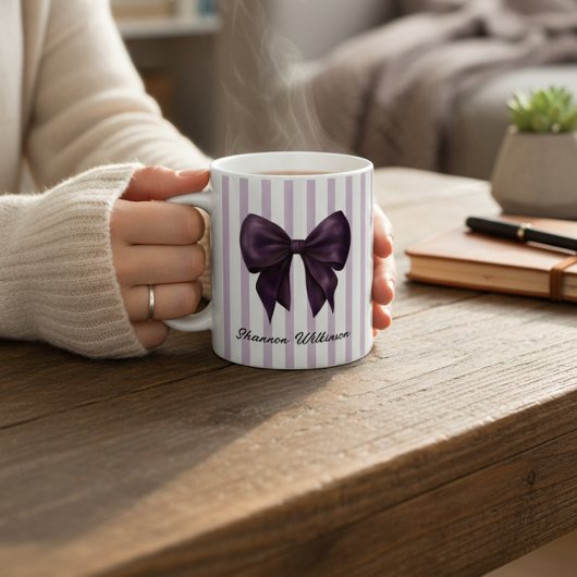 Chic Purple Bow Feminine Name Mug Kaffeetasse
