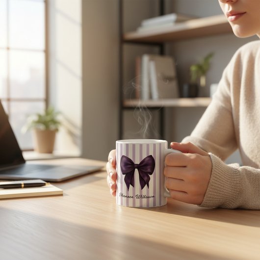 Chic Purple Bow Feminine Name Mug Kaffeetasse