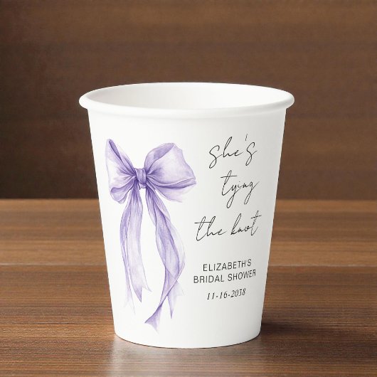 Chic Purple Bow Watercolor Bridal Shower Pappbecher