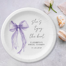 Chic Purple Bow Watercolor Bridal Shower
