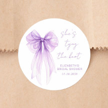 Chic Purple Bow Watercolor Bridal Shower