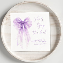 Chic Purple Bow Watercolor Bridal Shower Serviette