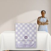 Chic Purple Checker Bakery Logo Event Table Runner Wandteppich