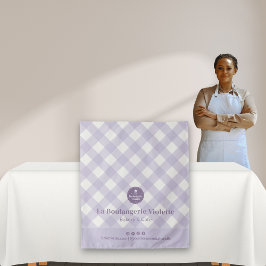 Chic Purple Checker Bakery Logo Event Table Runner Wandteppich