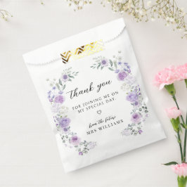 Chic Purple Floral Wreath Bridal Shower Thank You Geschenktütchen