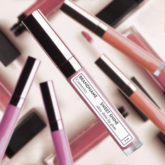 Chic Purple Glitter Border Lip Tint Gloss Product Etiketten