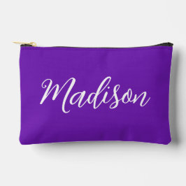 Chic Purple Name in Handwritten Script Custom Zubehörtasche