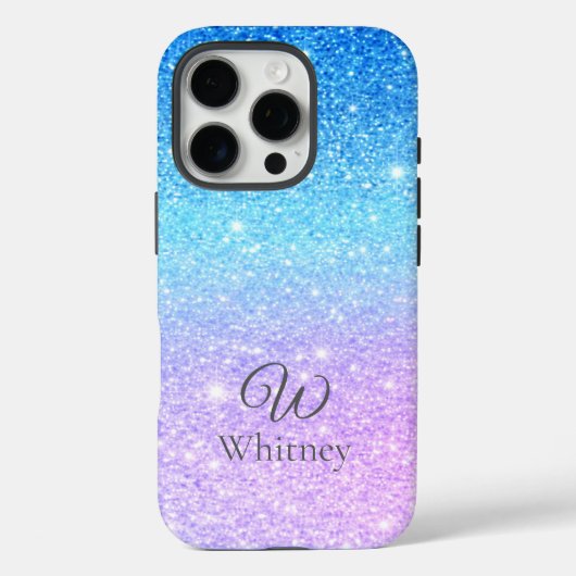 Chic Purple Ombre Blue Glitter Modern              Case-Mate iPhone Hülle (Rückseite)